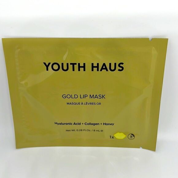 $5🌟 YOUTH HAUS GOLD LIP MASK W/ Hyaloronic Acid + Collegan + Honey - Picture 1 of 3